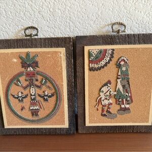 Vintage Rainbow Way LTD. Native American Sand Painting Art, Set of 2